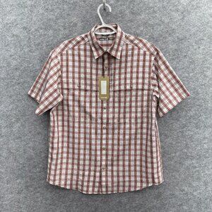 Solaris Men's Short Sleeve Vented Fishing Shirt M, Moisture Wicking, Brown NEW